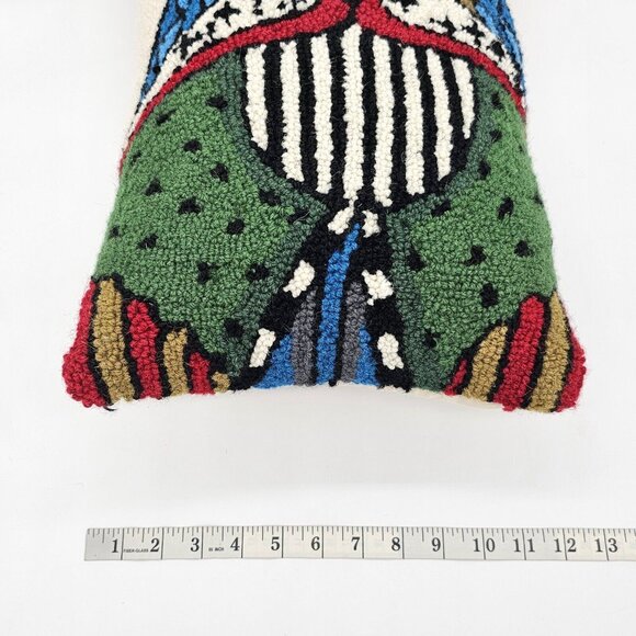 Vintage Queen Of Hearts Needlepoint Wool Throw Pillow Novelty Casino Art Deco - Picture 13 of 14